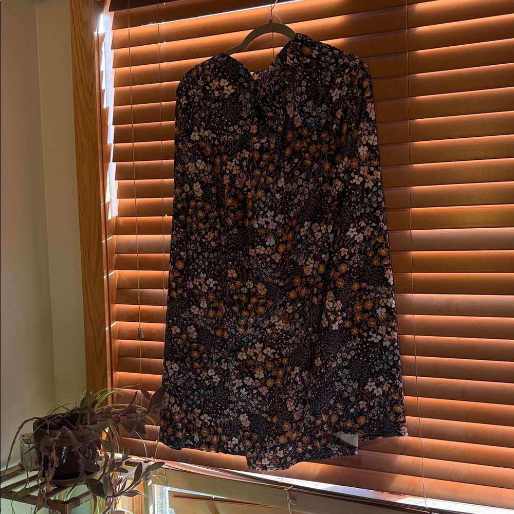 Floral A-Line Midi Skirt in Black with Brown & Cream Accents